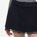Navy Wool Lace Skort