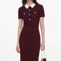 Burgundy Textured Knit Midi Dress