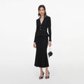 Black Lurex Rib Knit Midi Dress