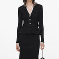 Black Lurex Rib Knit Midi Dress