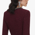 Burgundy Textured Knit Embellished Mini Dress