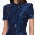 Navy Rhinestone Mesh Twist Maxi Dress