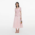 Pink Sequin Boucle Midi Dress