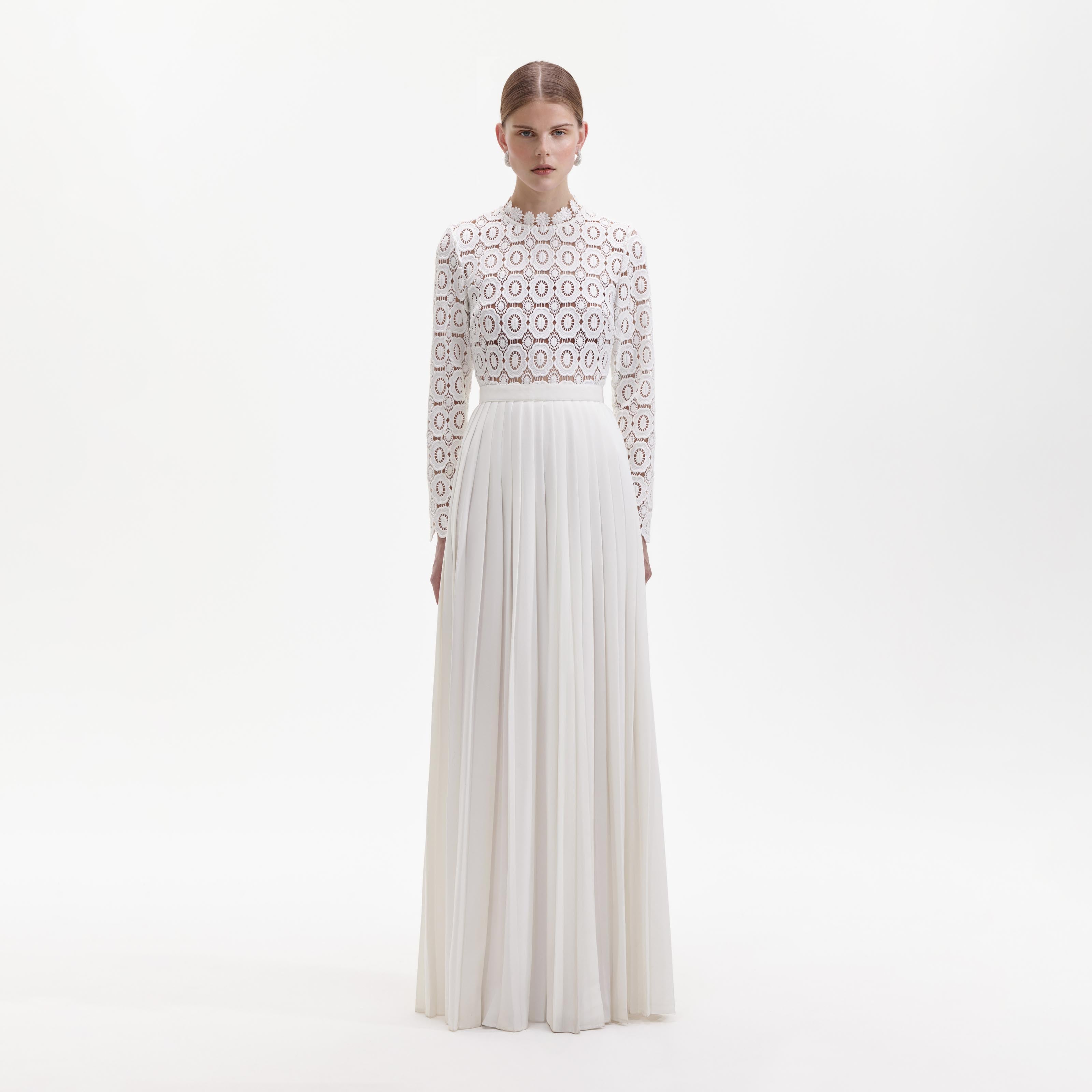 Pleated Crochet Floral Maxi Dress Pleated Crochet Floral Maxi Dress