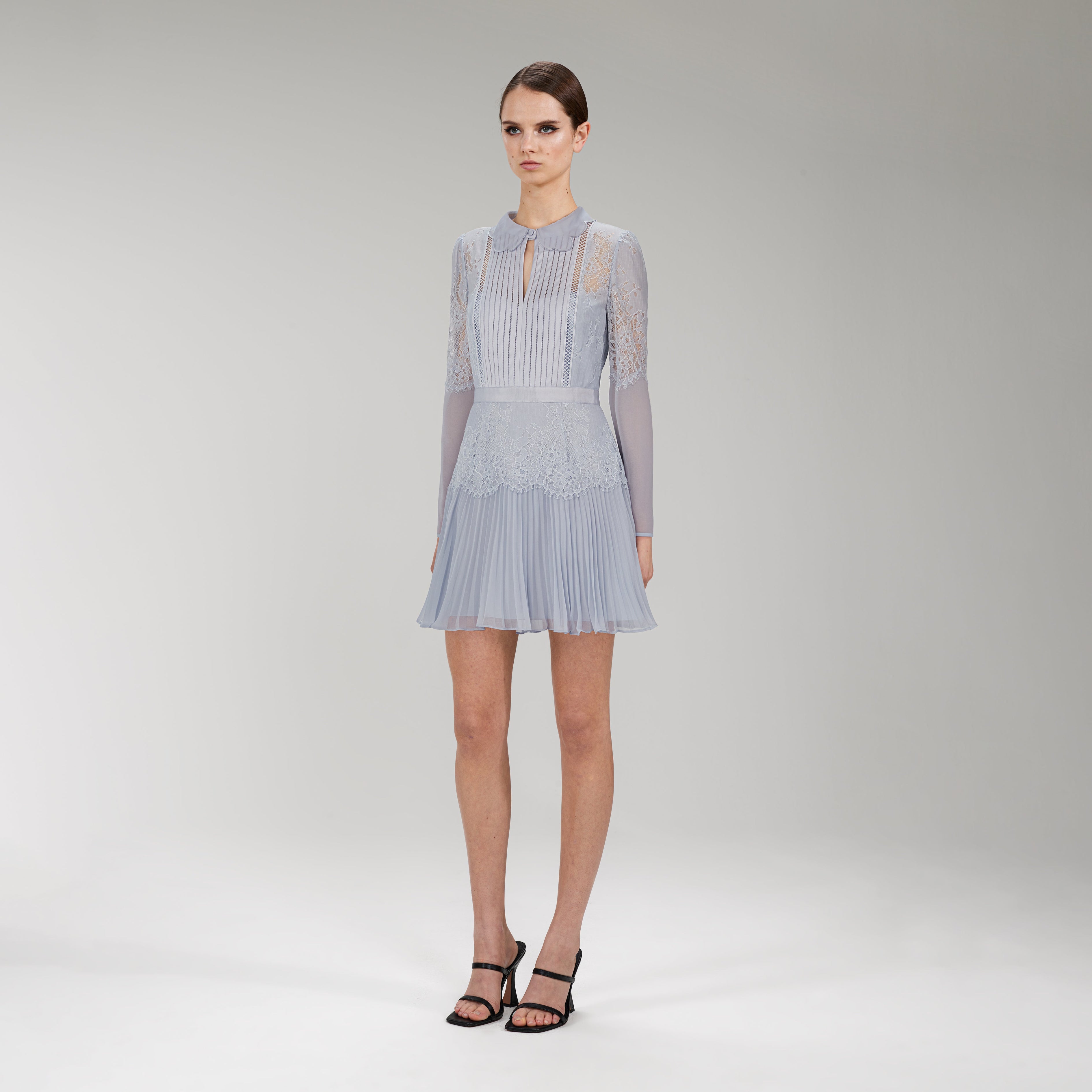 Light Blue Lace Panel Mini Dress