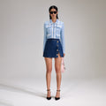 Blue Lurex Knitted Cardigan