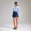 Blue Lurex Knitted Cardigan