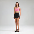 Pink Boucle Square Neck Crop Top