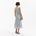 Green Cord Lace Round Neck Midi Dress
