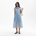 Blue Lace Keyhole Midi Dress