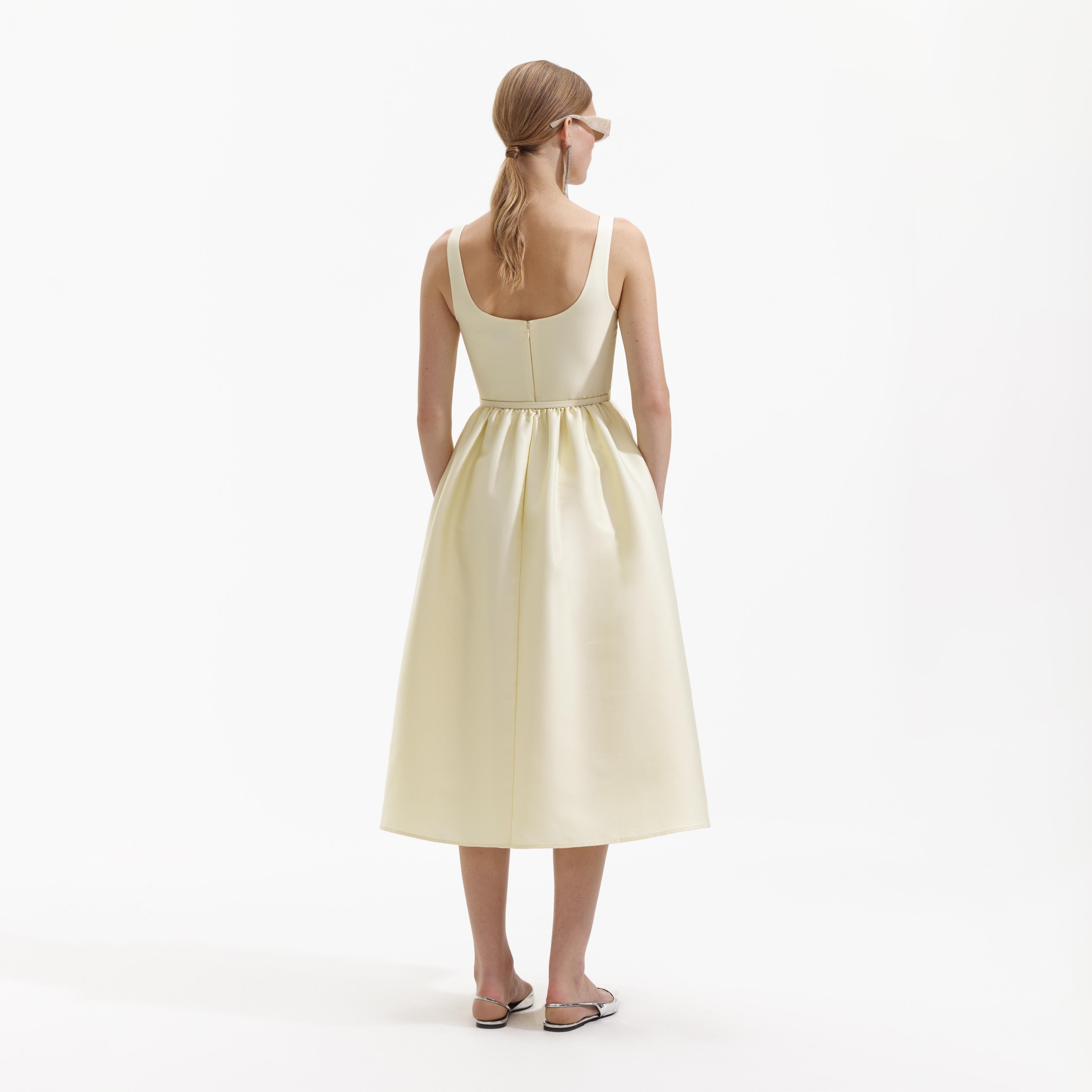 Yellow Taffeta Midi Dress