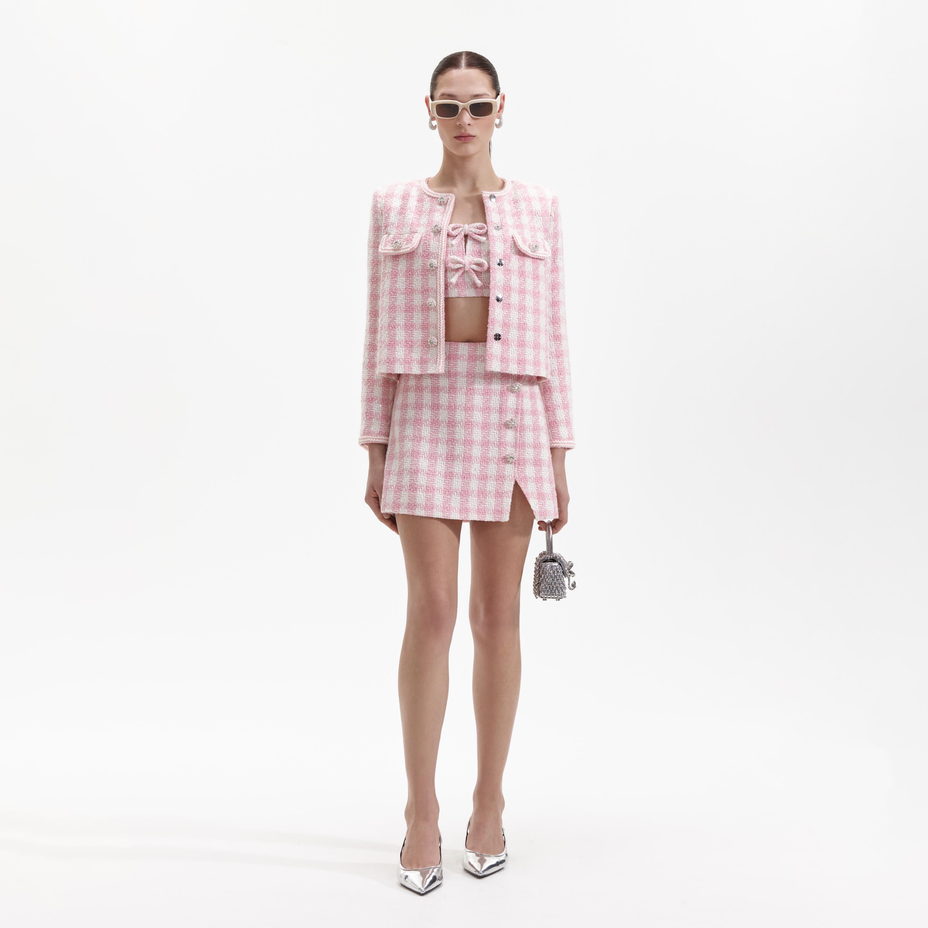 Pink Check Boucle Jacket