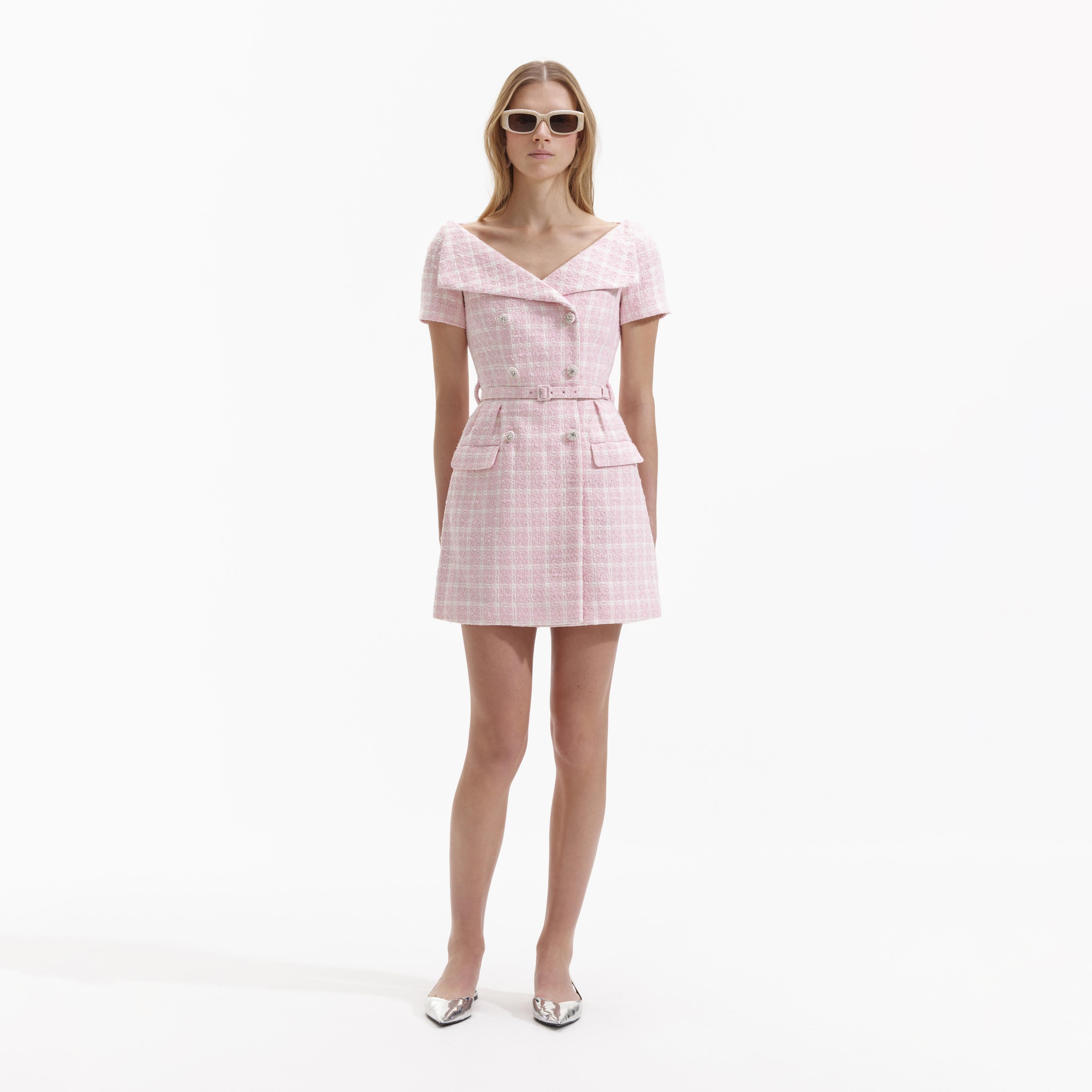 boucle off shoulder dress H&M Boucl-Knit Off-the-Shoulder Dress