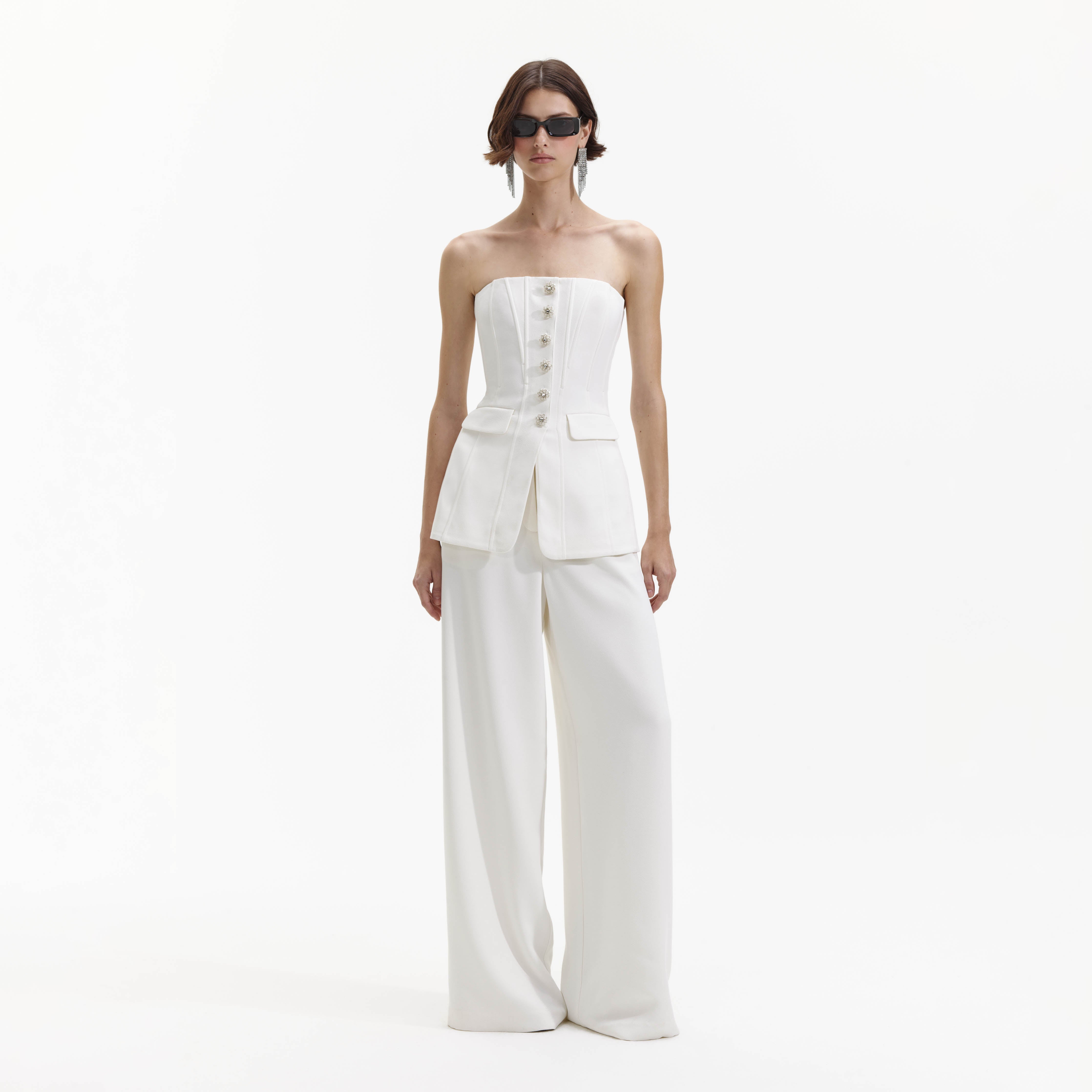 self-portrait - White Bandeau Crepe Jumpsuit - US 8 self-portrait - White Bandeau Crepe Jumpsuit - US 8