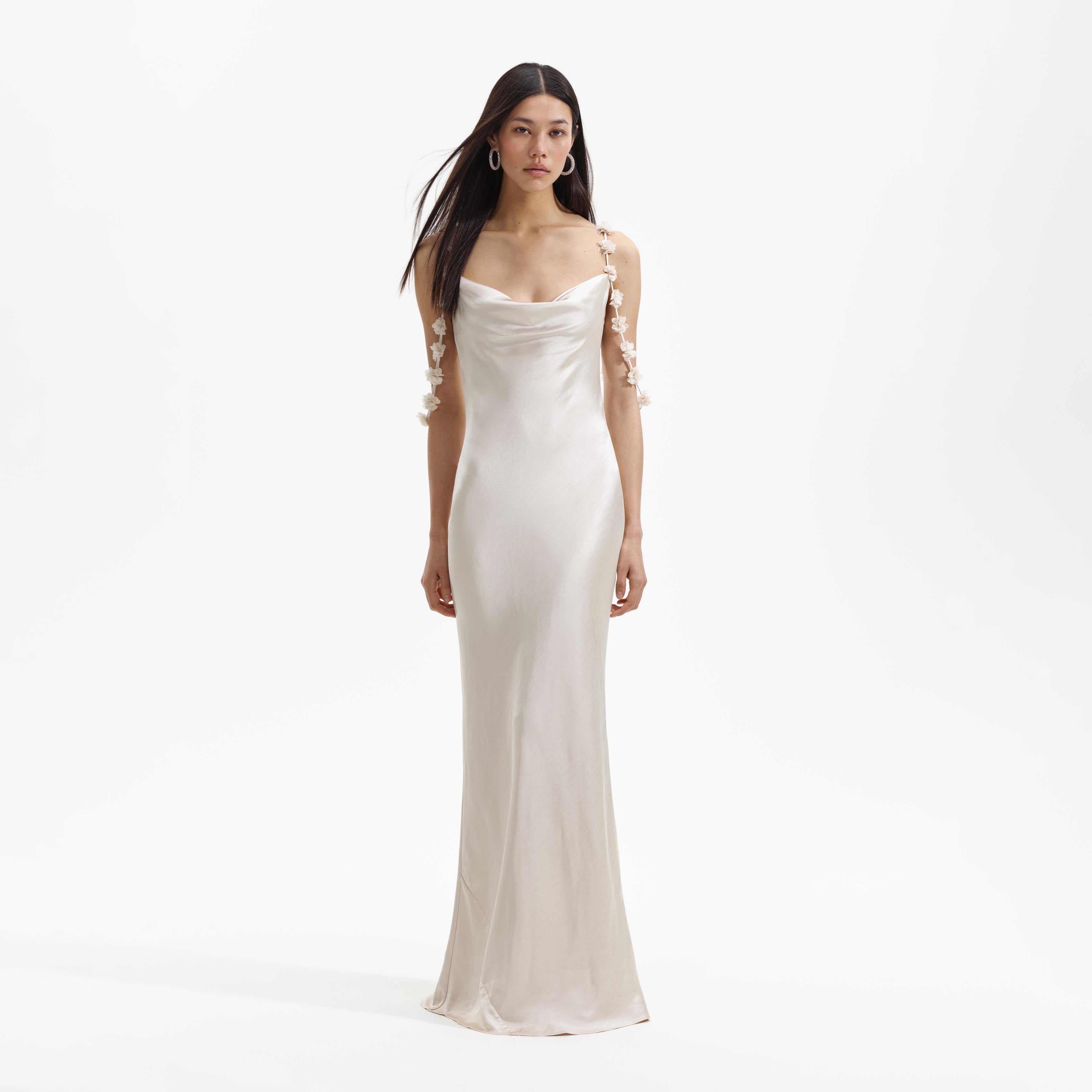 Self-Portrait Flower Maxi Dress in Neutral - Size US 8/ UK 12 Self-Portrait Flower Maxi Dress in Neutral - Size US 8/ UK 12