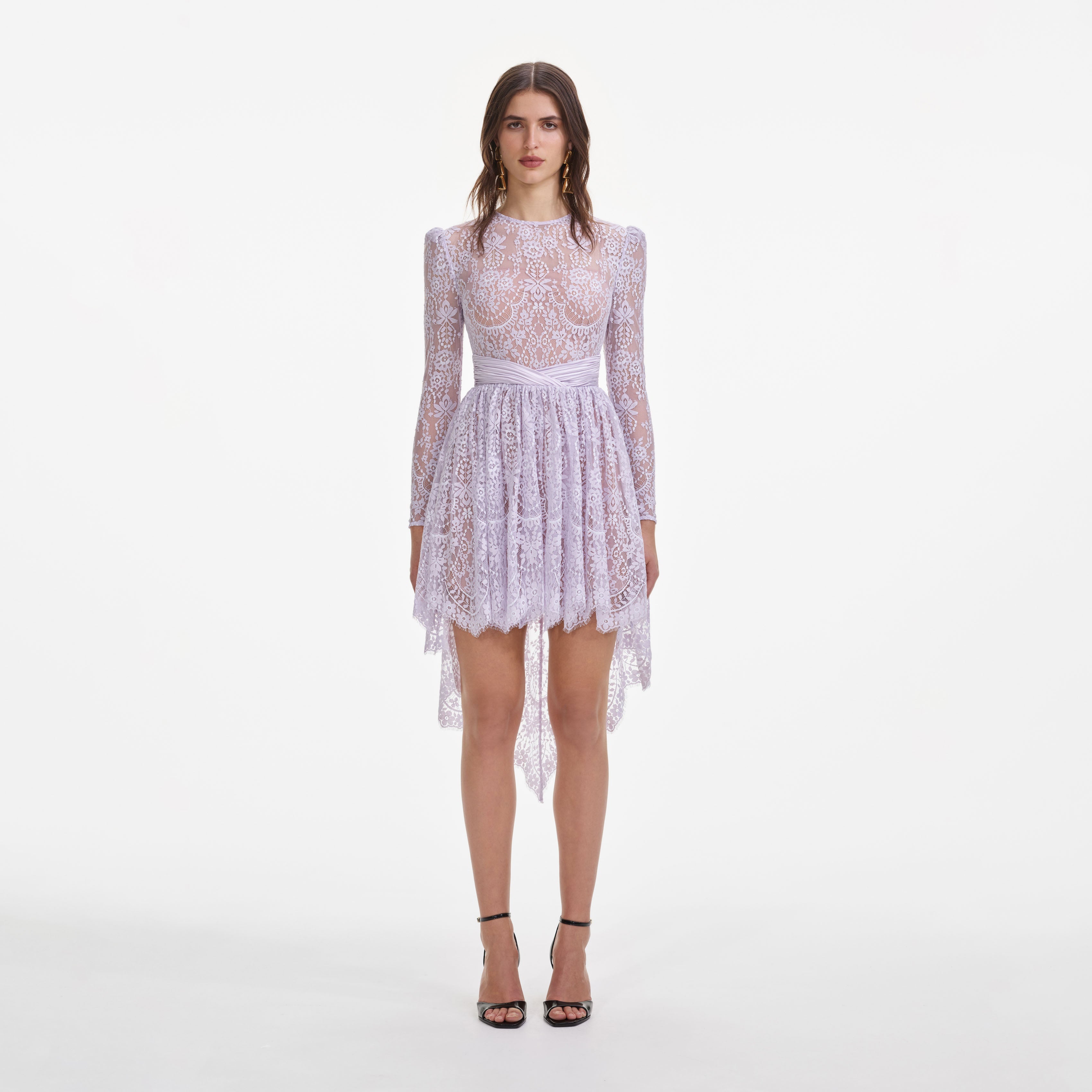 Lilac Lace Satin Mini Dress self-portrait-US Lilac Lace Satin Mini Dress self-portrait-US