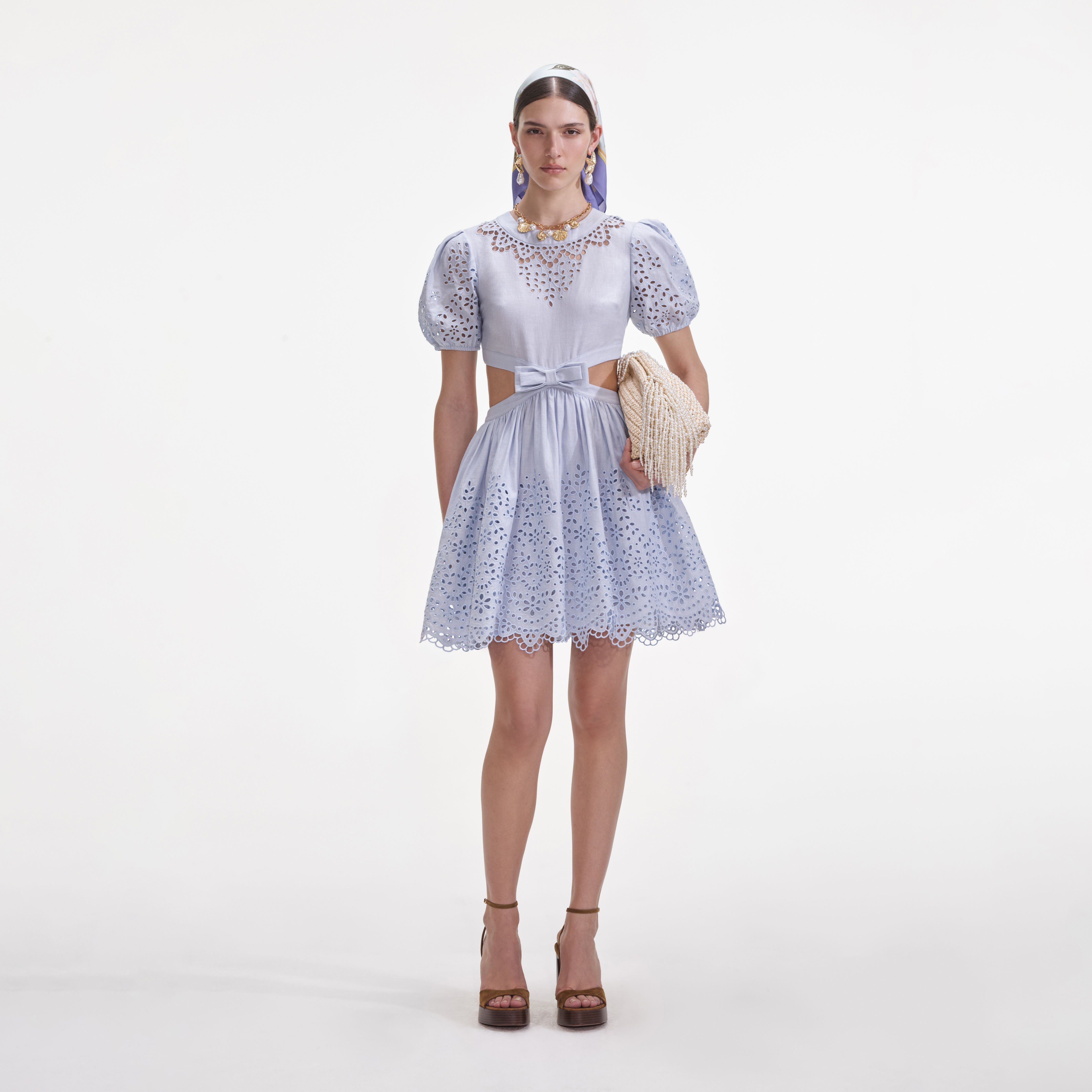 self portrait dress mini self-portrait - Blue Flower Lace this diamant self-portrait - Blue Embroidered Linen