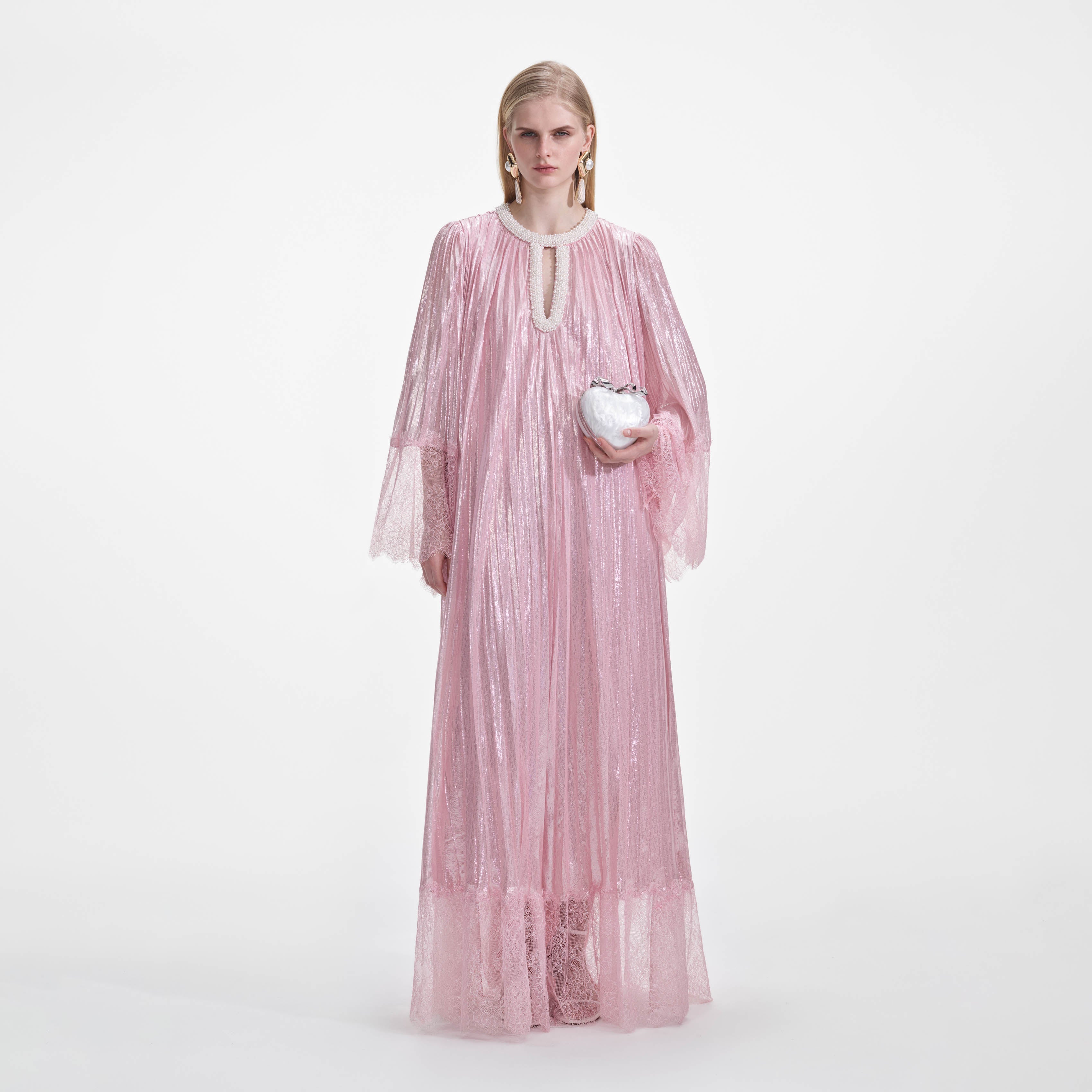 self-portrait - Pink Metallic Pearl Maxi Dress - US 8 self-portrait - Pink Metallic Pearl Maxi Dress - US 8