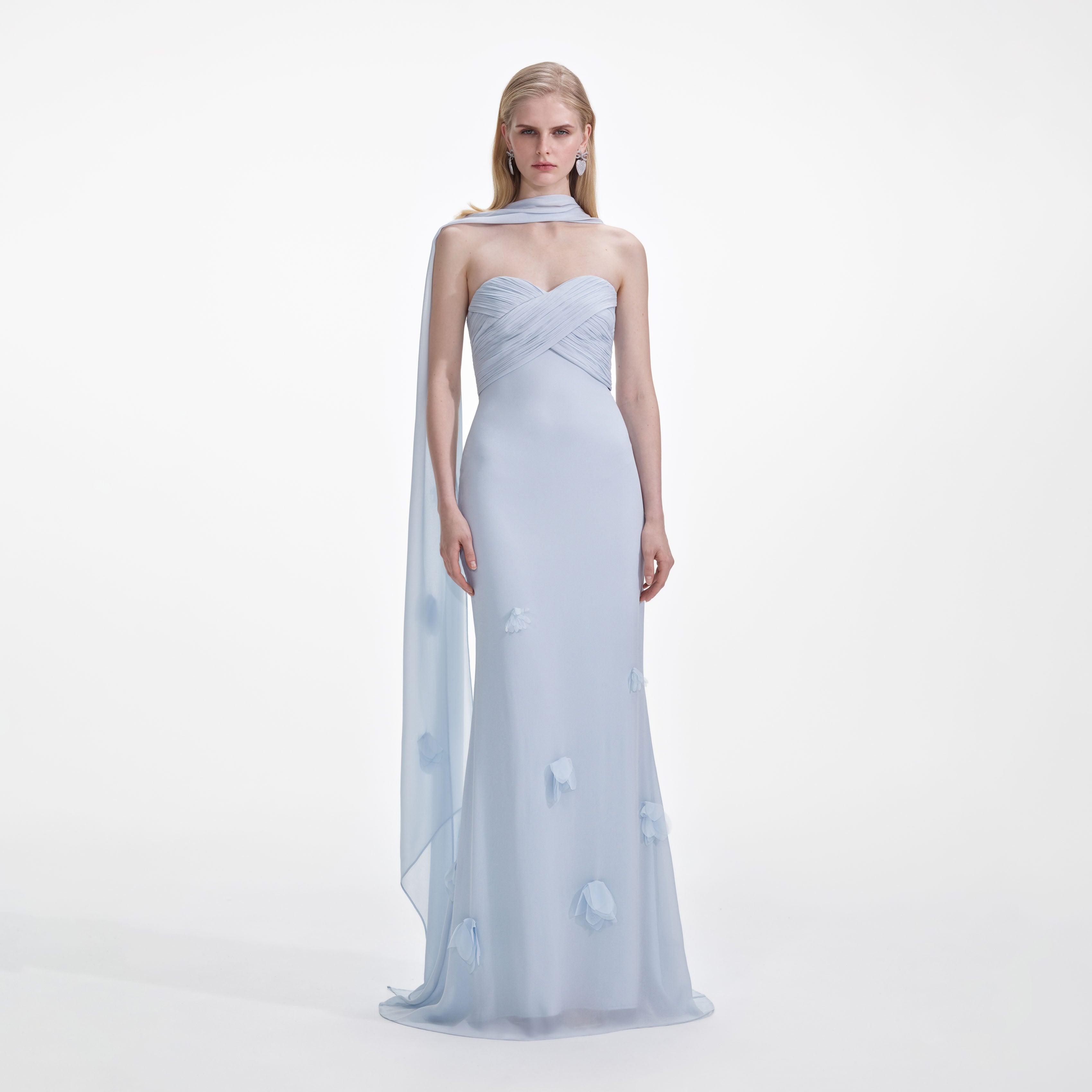 Blue Georgette Flower Maxi Dress self-portrait-US Blue Georgette Flower Maxi Dress self-portrait-US