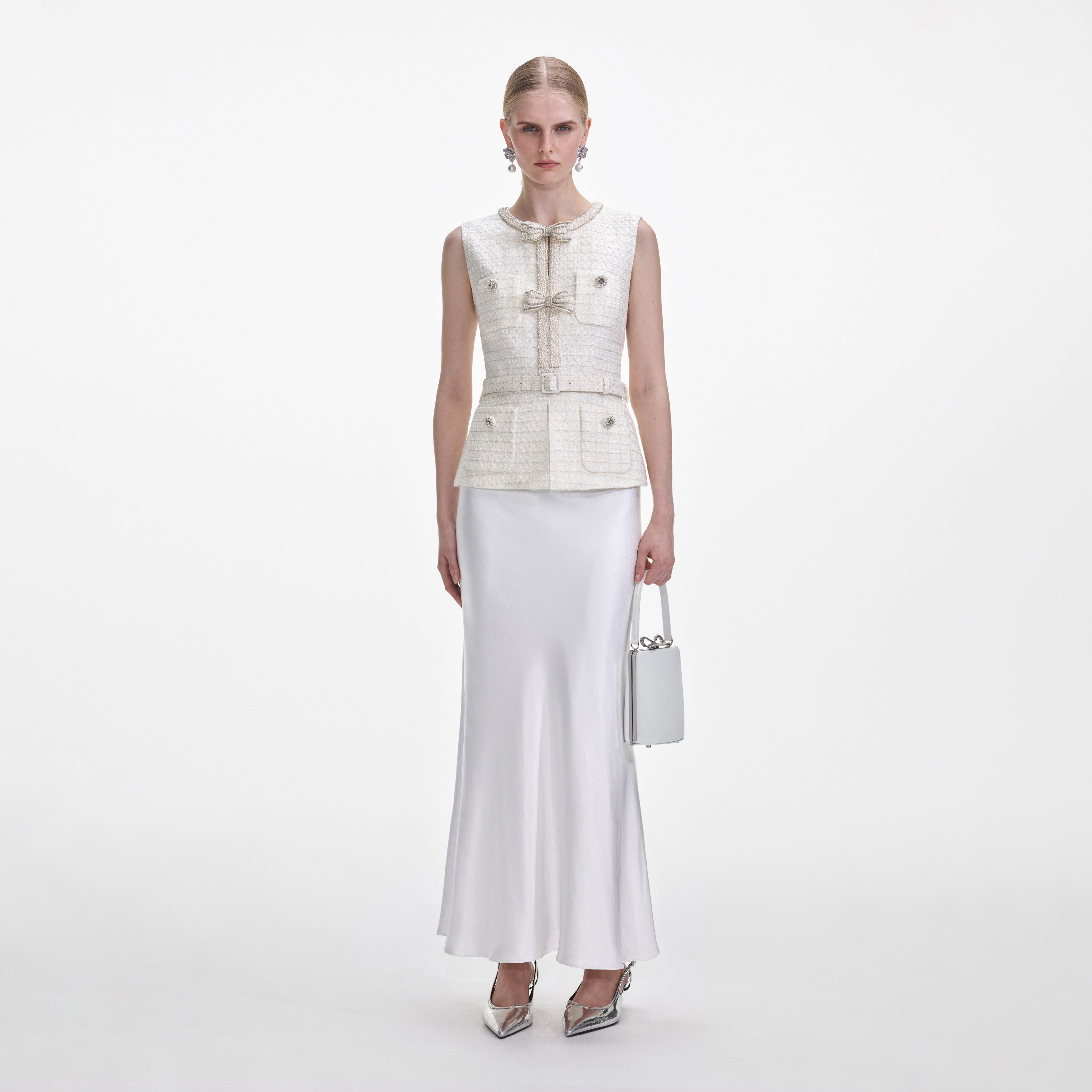 self-portrait - Cream Boucle Midi Dress self-portrait - Cream Boucle Midi Dress