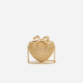 Gold Crystal Heart Clutch