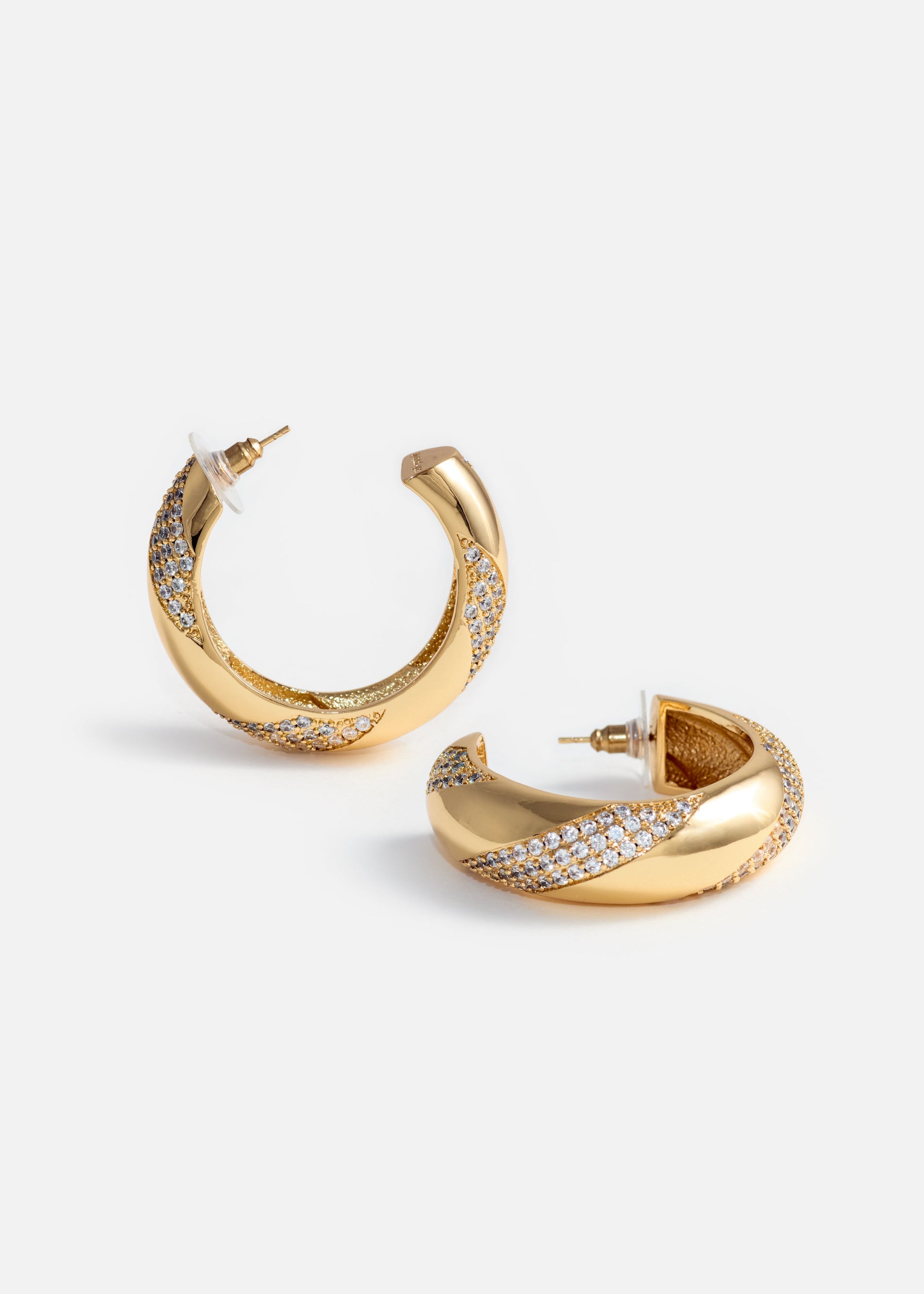 A photo of the Gold And Crystal Hoop Earrings