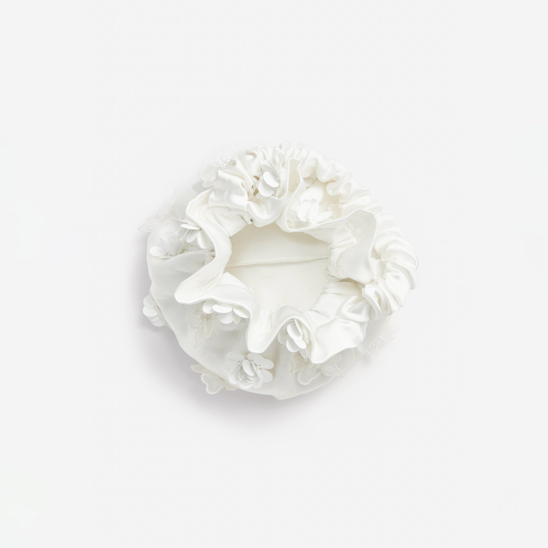 A photo of the Cream Satin Flower Bag