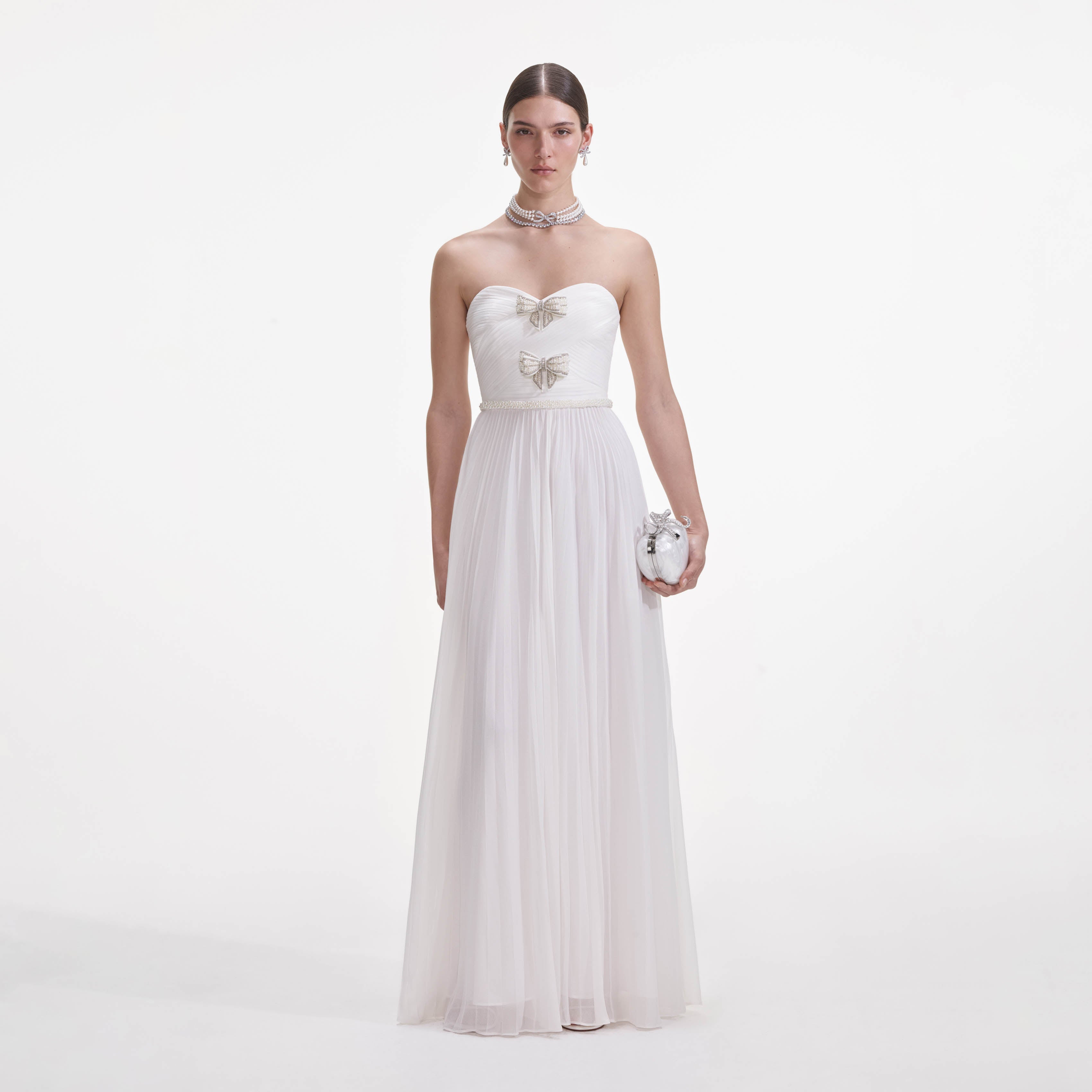 White Chiffon Bow Maxi Dress White Chiffon Bow Maxi Dress