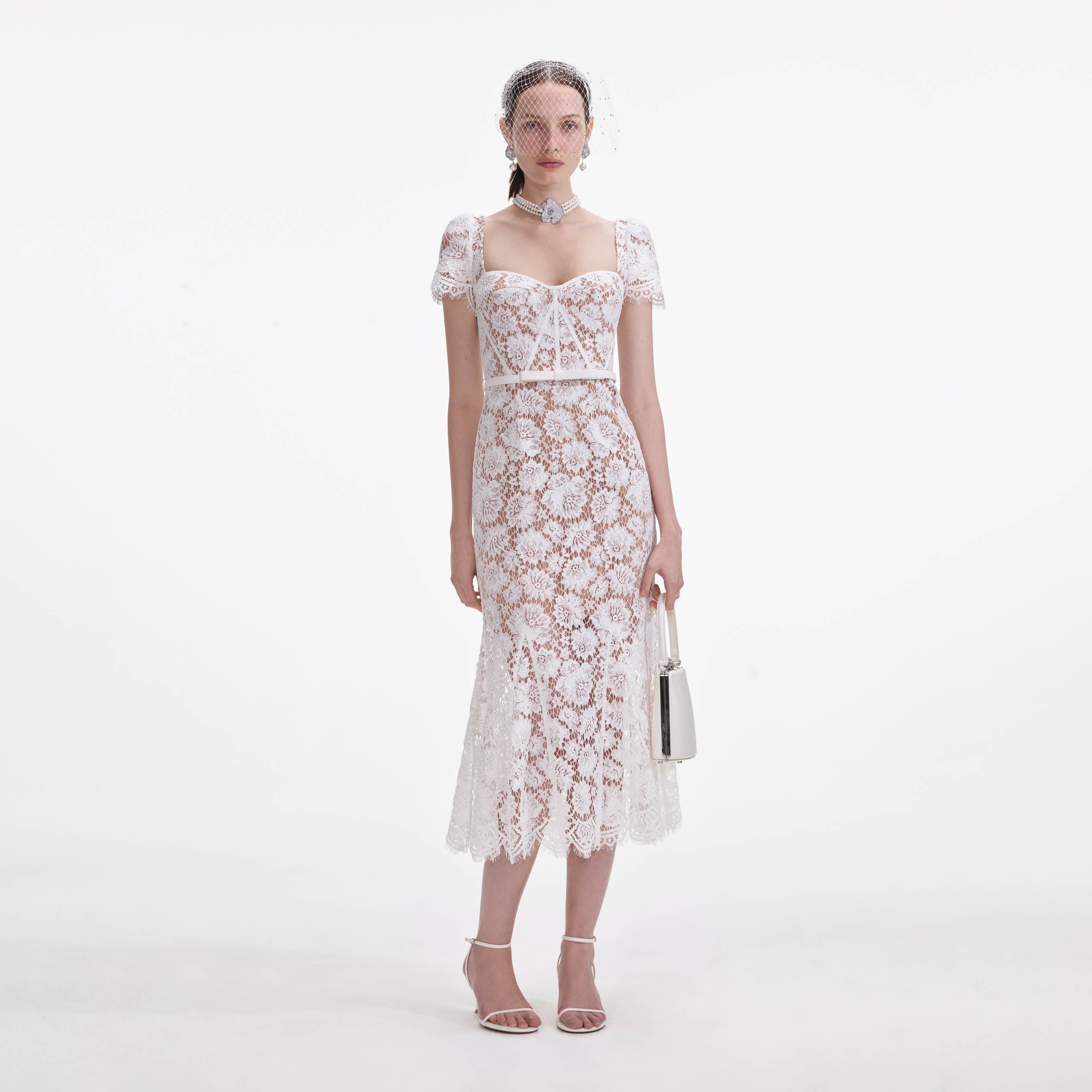 White Fine Lace Midi Dress White Fine Lace Midi Dress