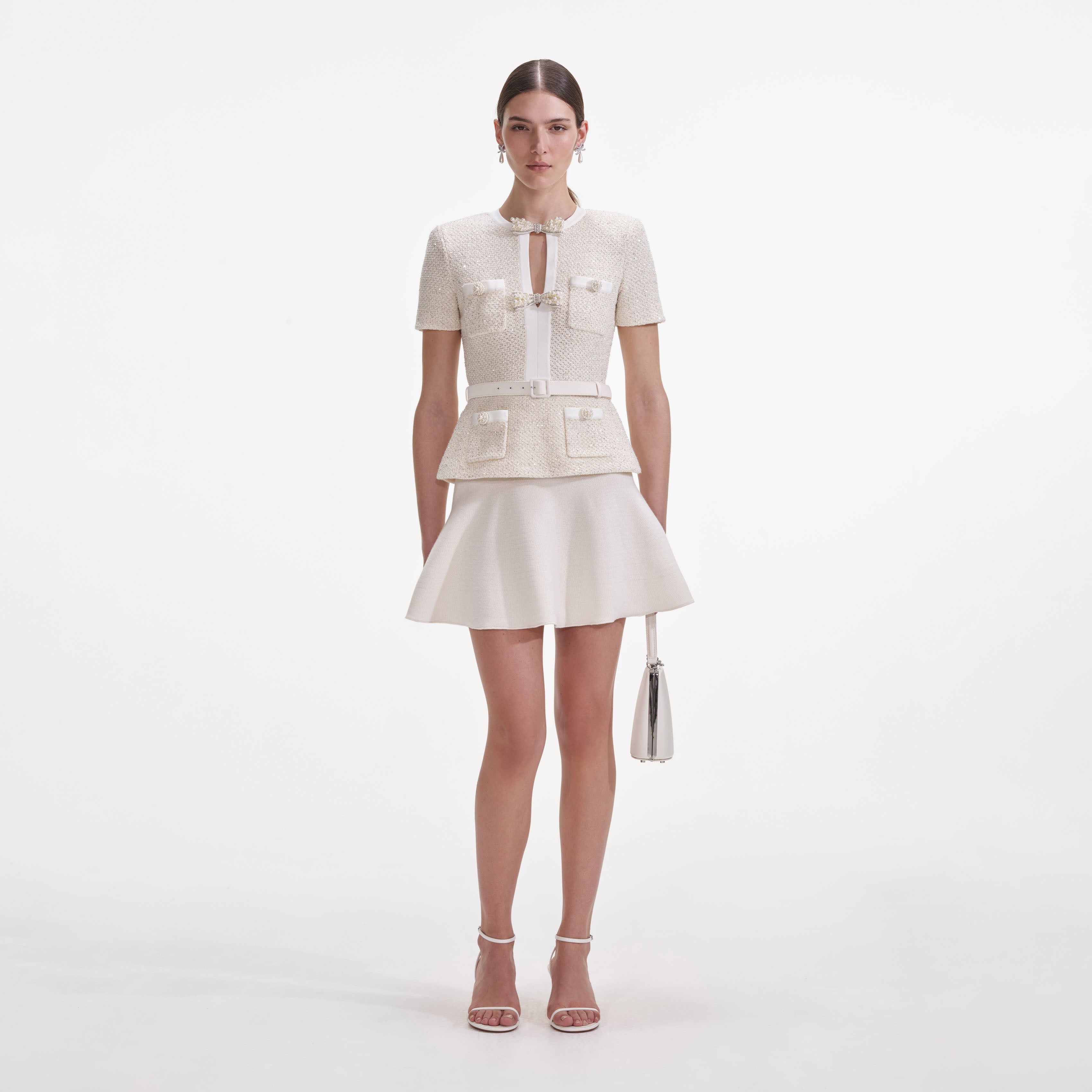 Cream Sequin Knit Mini Dress self-portrait-US Cream Sequin Knit Mini Dress self-portrait-US