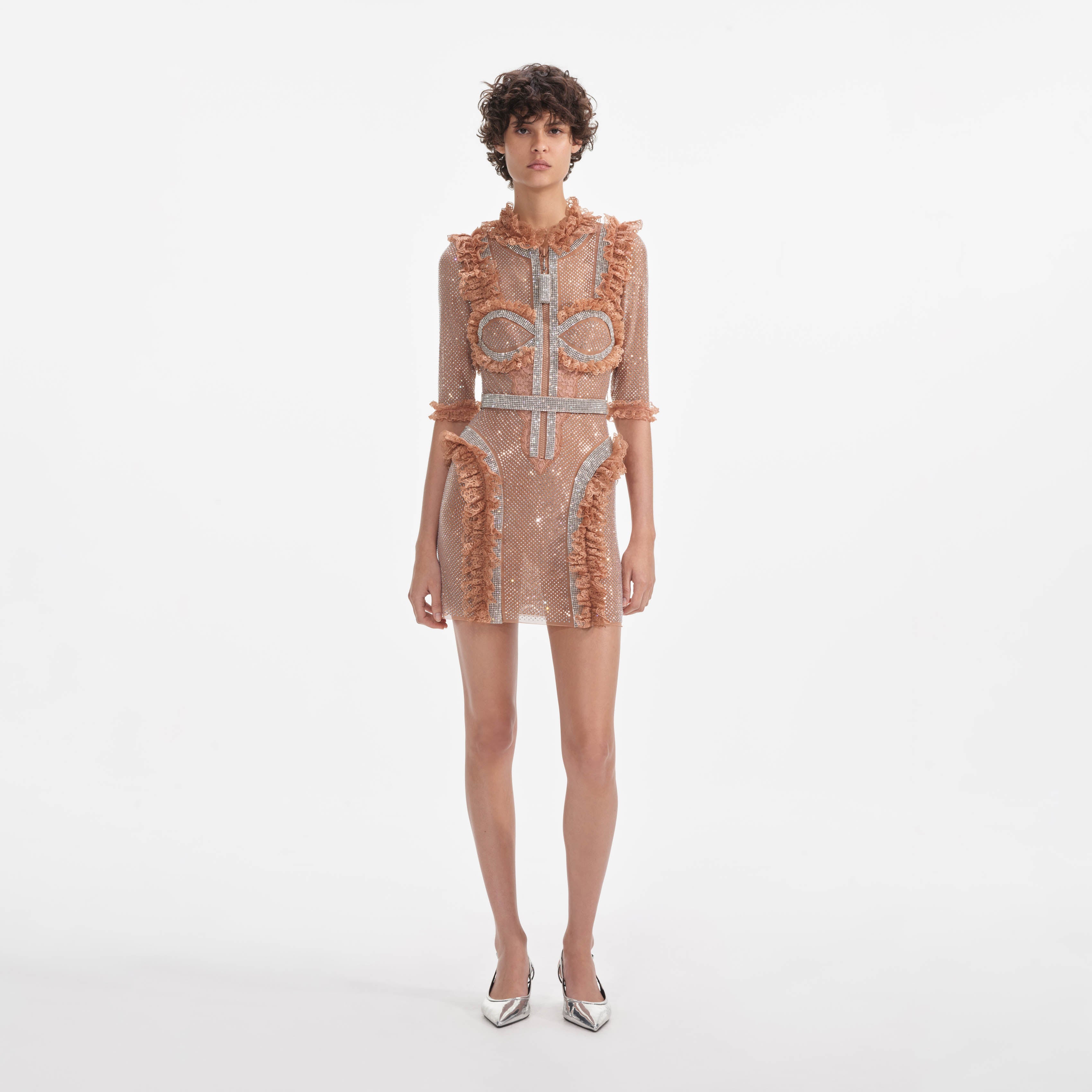 mesh rhinestone mini dress Self Portrait Rhinestone Mini Dress