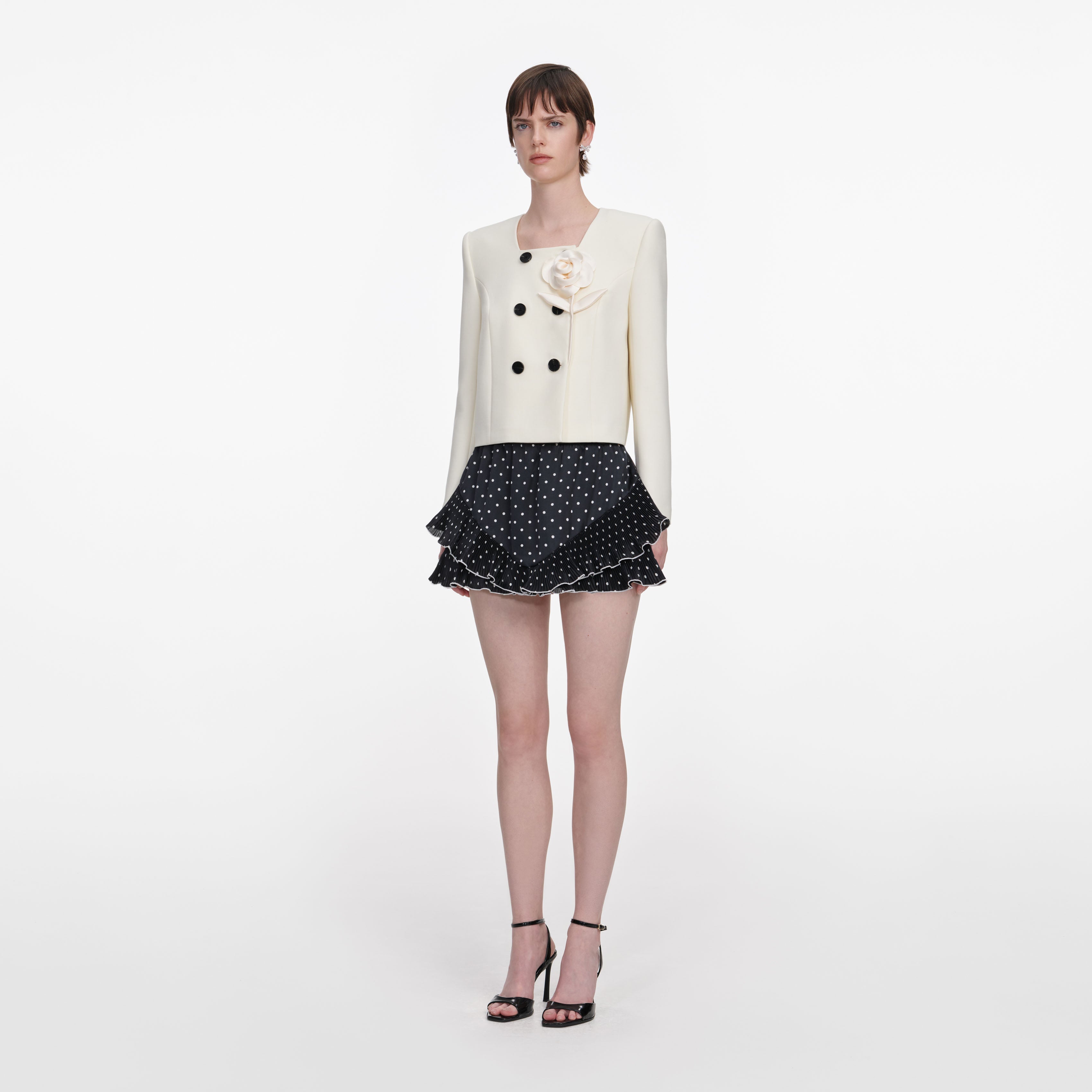 Cream 3D Flower Jacket