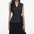 Grey Tailored Polka Dot Midi Dress