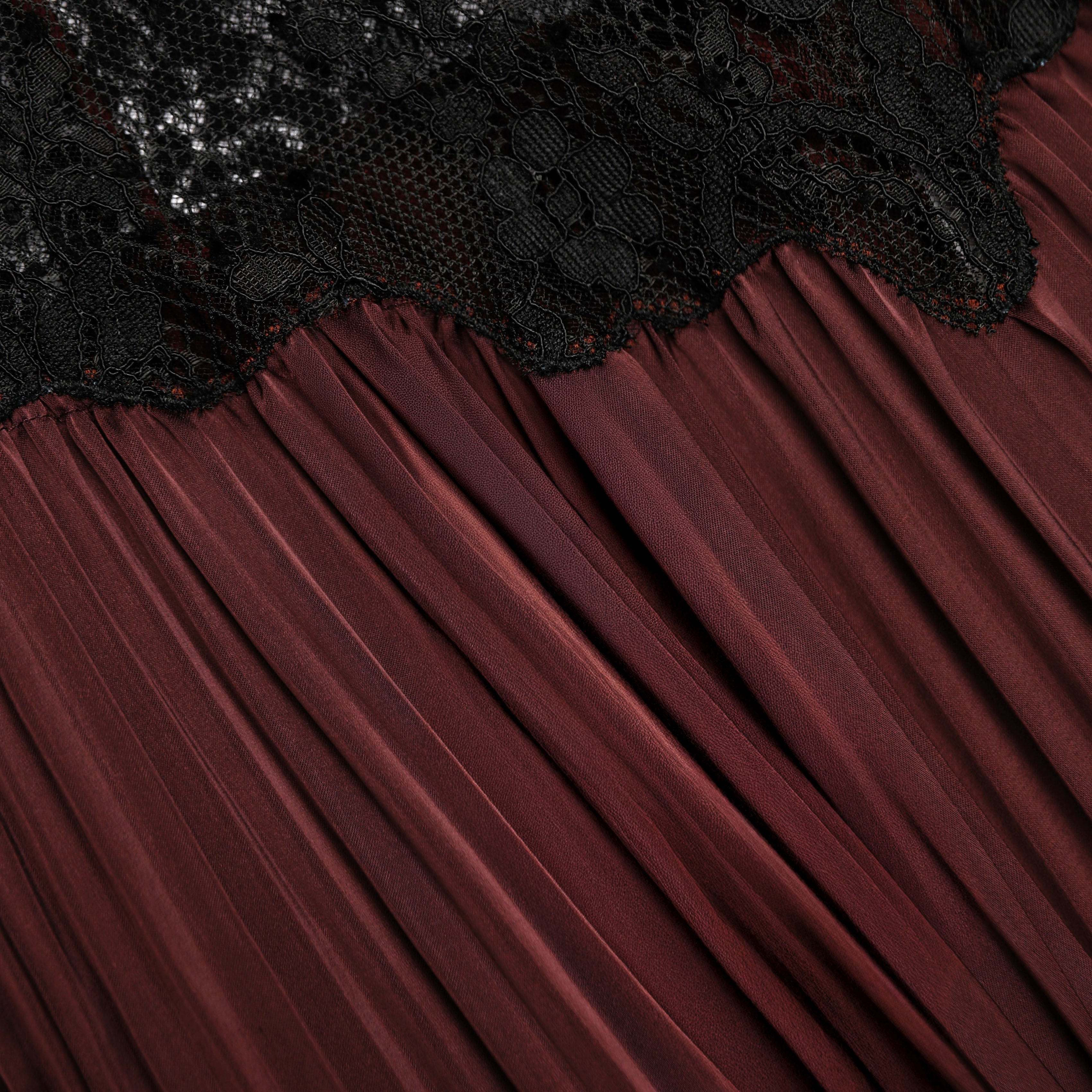 Brown Satin Lace Insert Maxi Dress