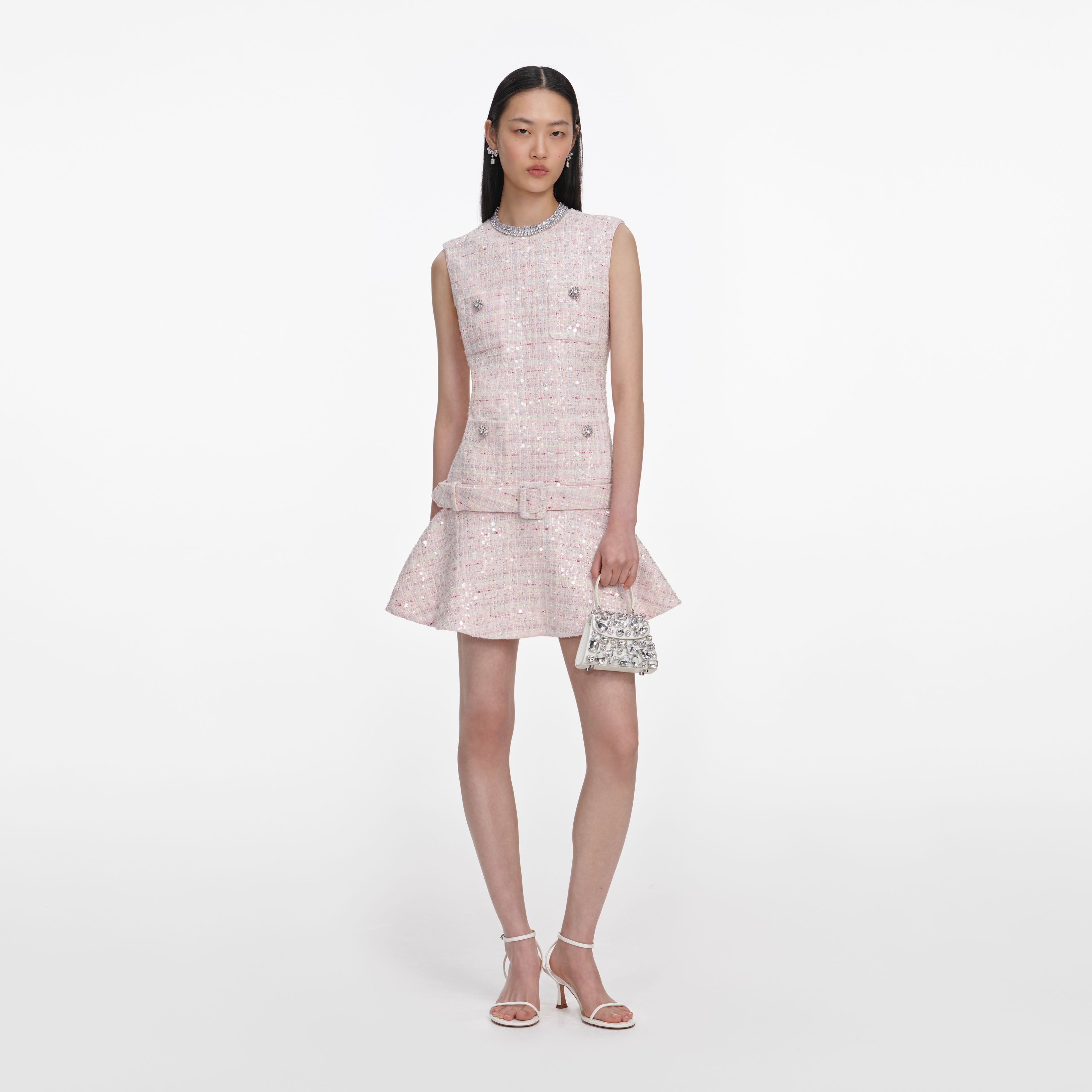 self portrait pink boucle off shoulder mini dress Pink Boucle Off Shoulder Mini Dress self-portrait-US