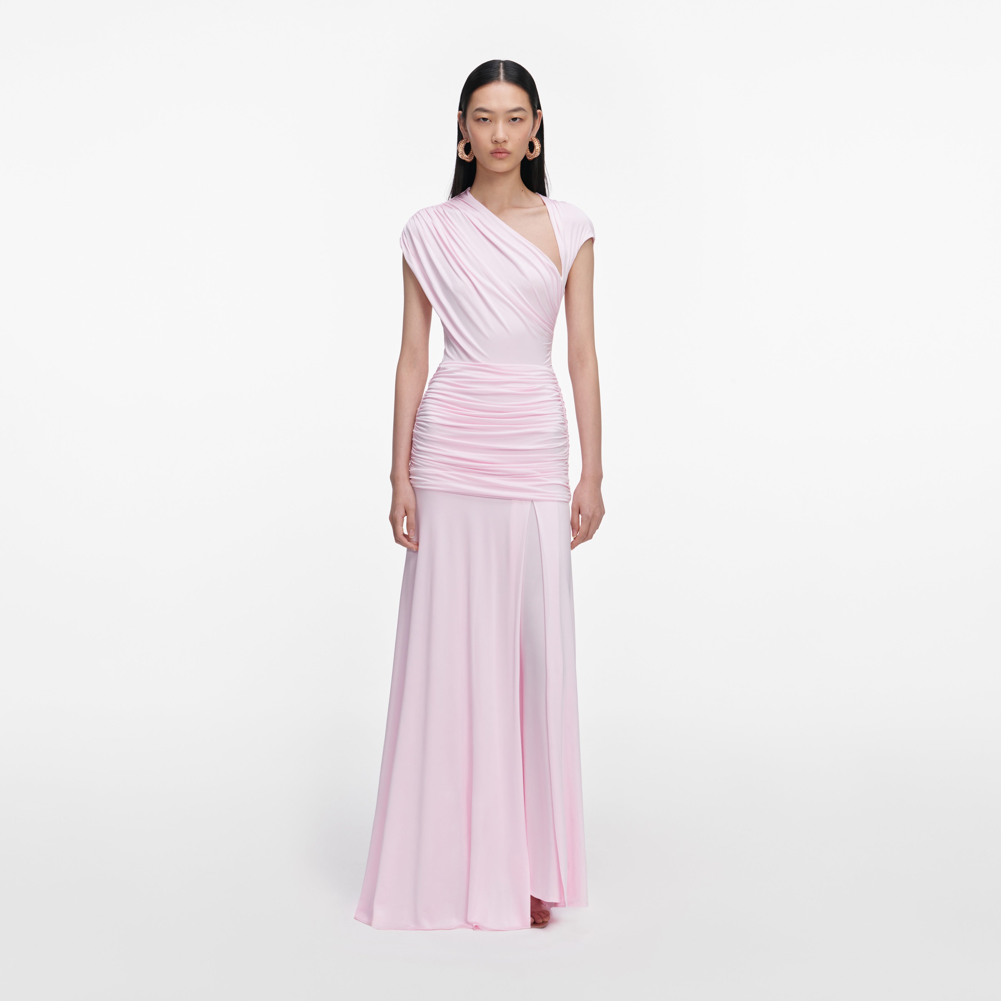 Pink Jersey Draped Maxi Dress Pink Jersey Draped Maxi Dress