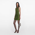 Olive Rhinestone Mini Dress