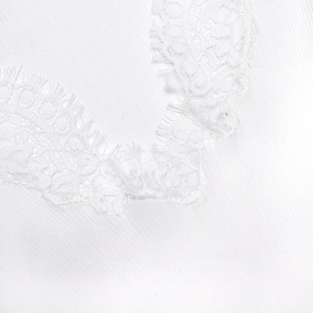 White Lace Trim Knit Bodysuit