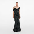 Black Polka Dot Georgette Maxi Dress