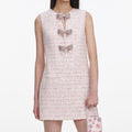 Pink Sequin Boucle Bow Mini Dress
