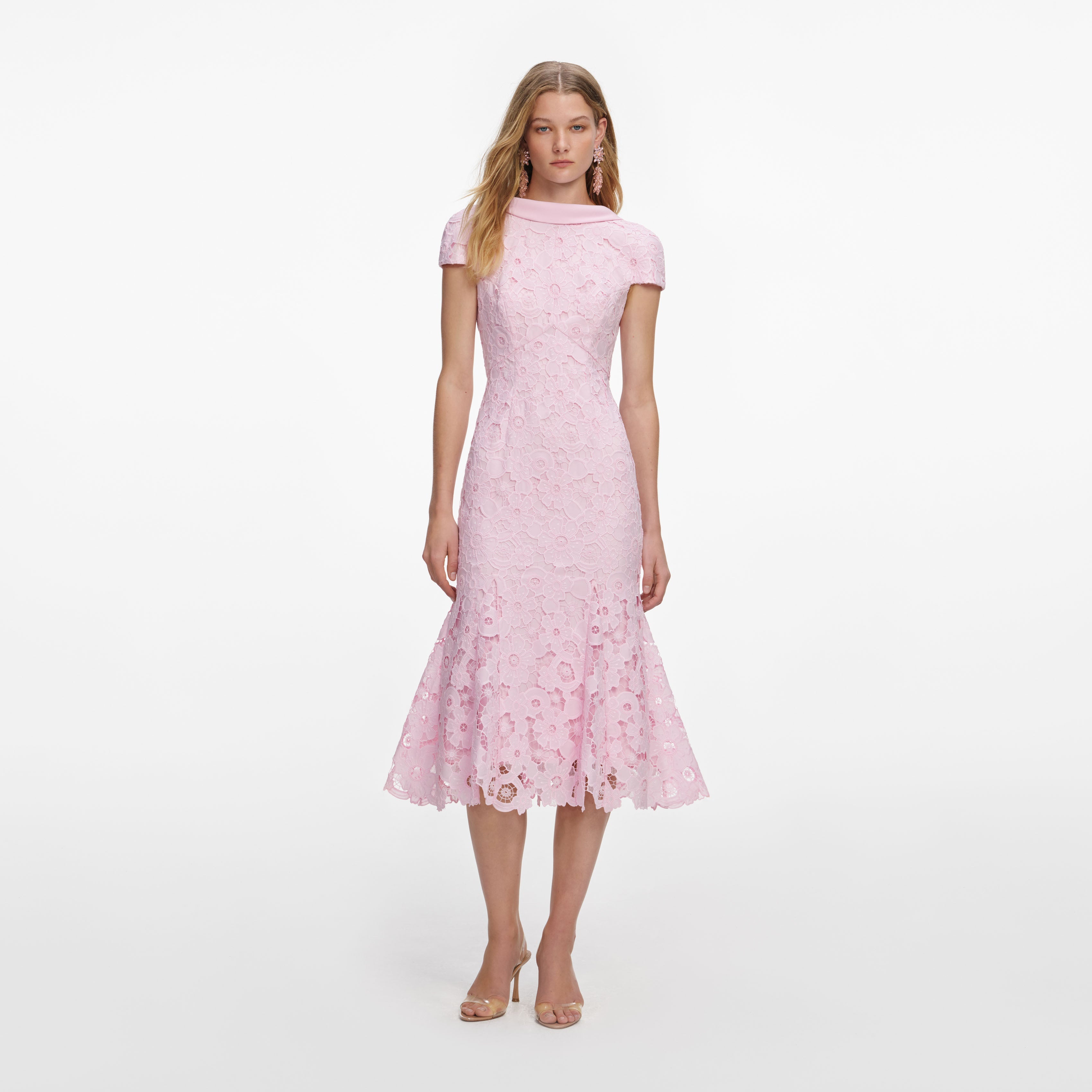 open lace back dress Self-Portrait Lace Midi Dress