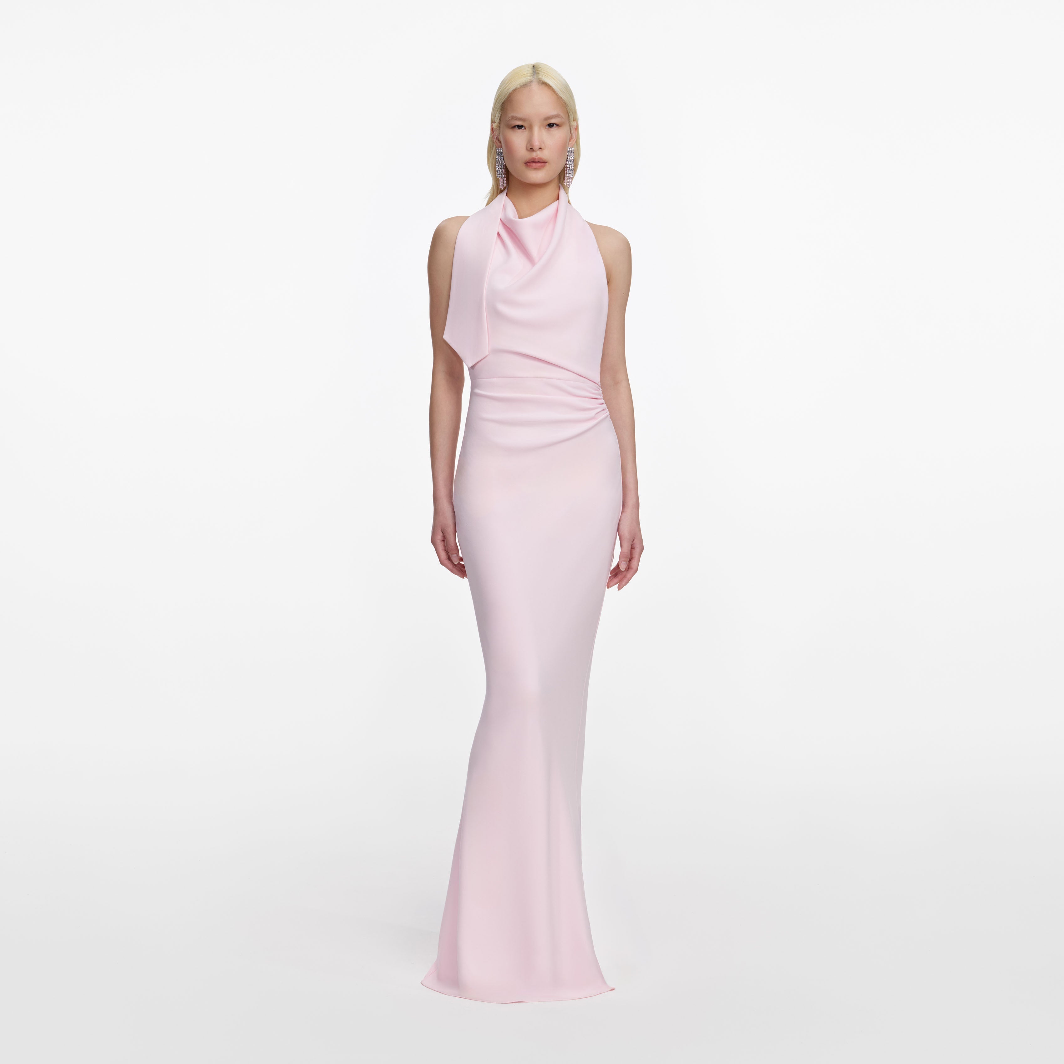 self-portrait - Pink Crepe Halter Neck Maxi Dress - UK 14 self-portrait - Pink Crepe Halter Neck Maxi Dress - UK 14