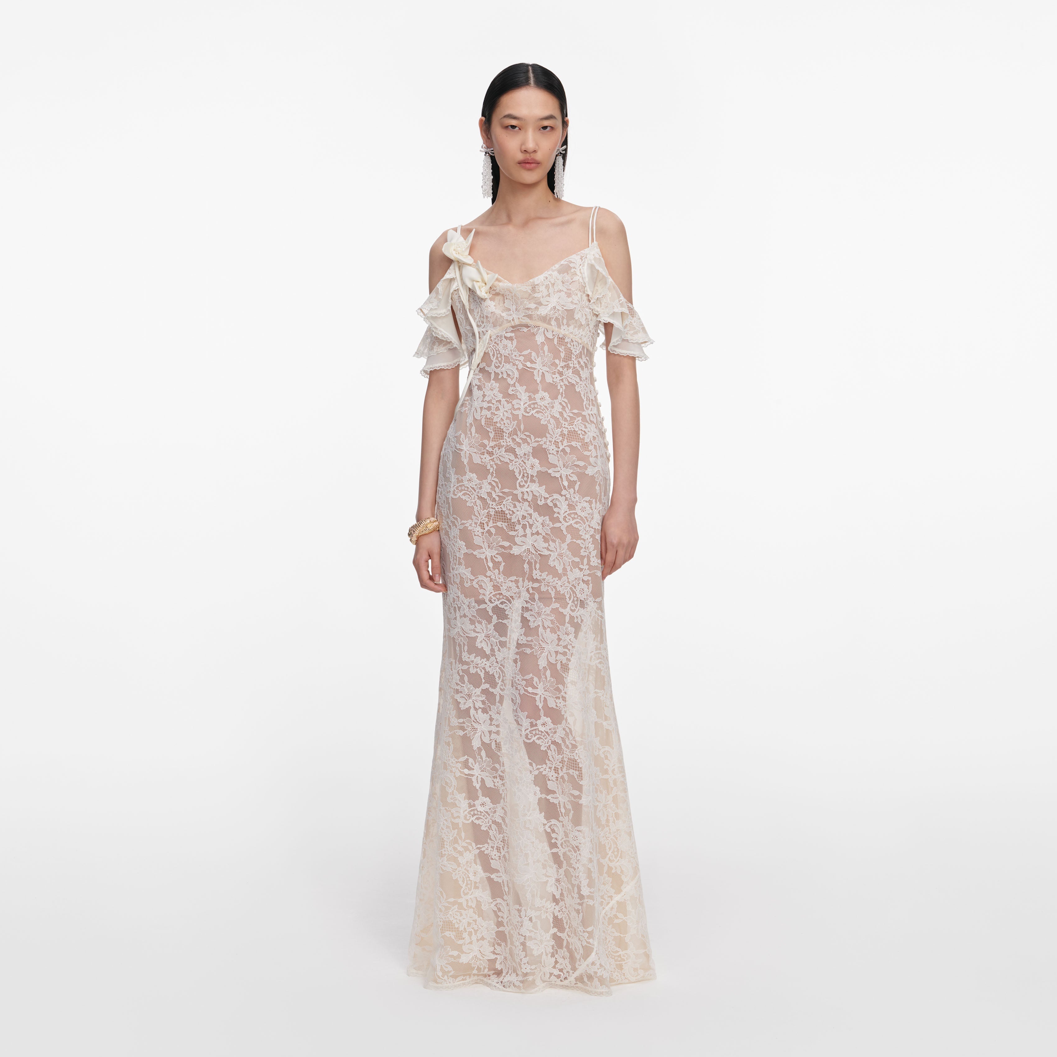 Cream Lace Flower Maxi Dress Cream Lace Flower Maxi Dress