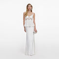 White Georgette Satin Maxi Dress