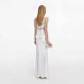 White Georgette Satin Maxi Dress