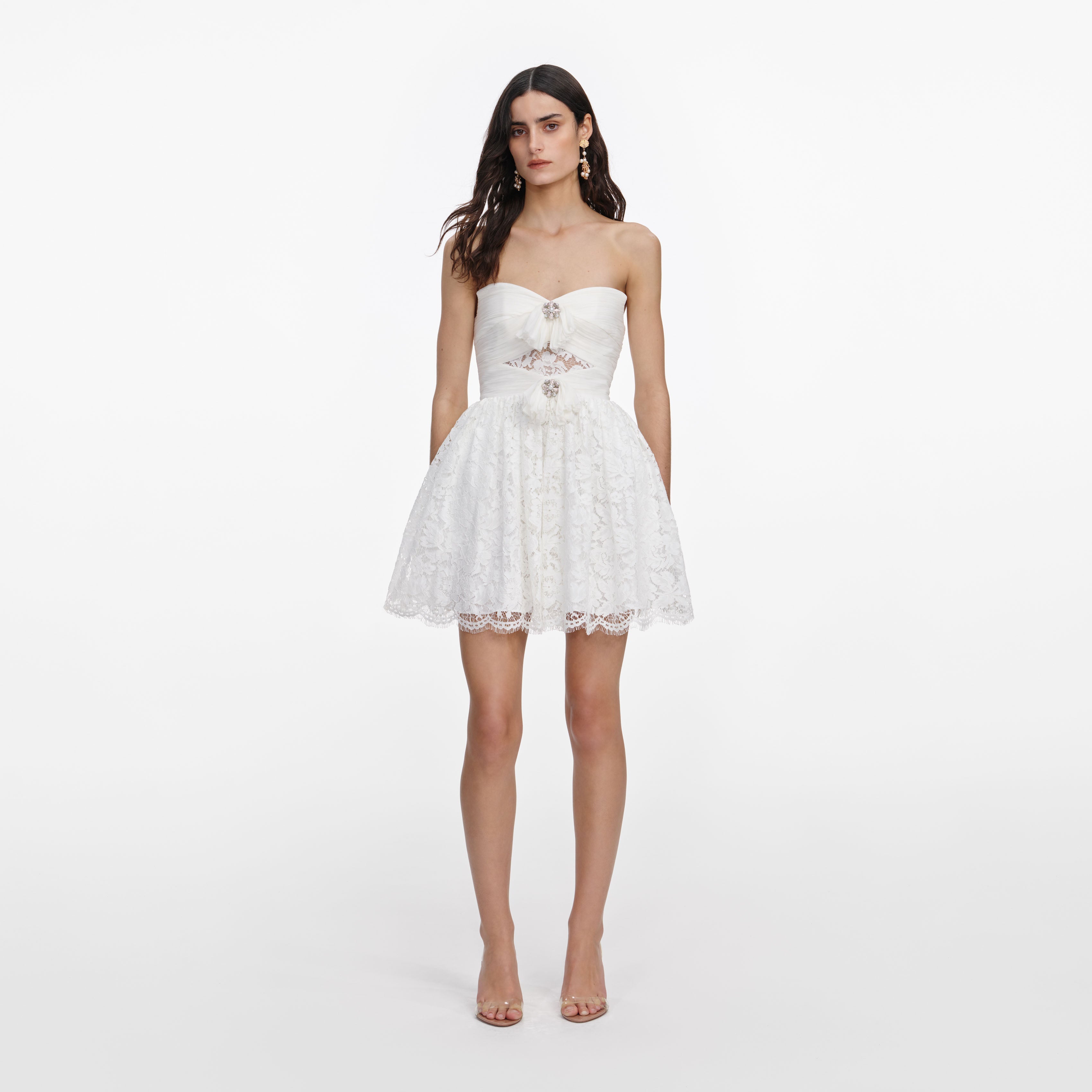 White Lace Bow Mini Dress White Lace Bow Mini Dress