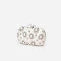 Cream Satin Multi Crystal Clutch Bag