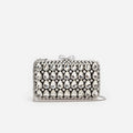 Black Satin Crystal Clutch Bag
