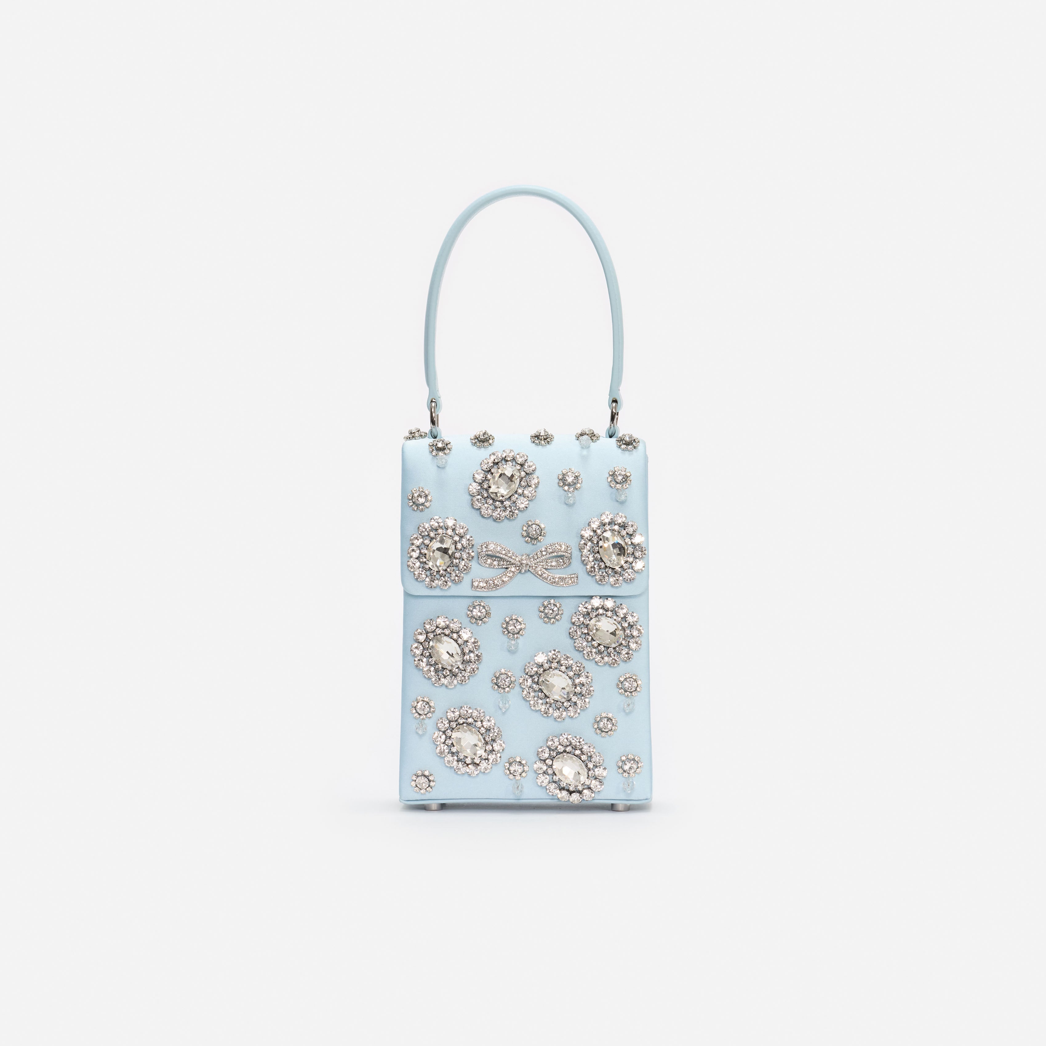 Blue Satin Crystal Mini Bow Bag – self-portrait-US