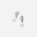 Silver Crystal Pearl Drop Earrings